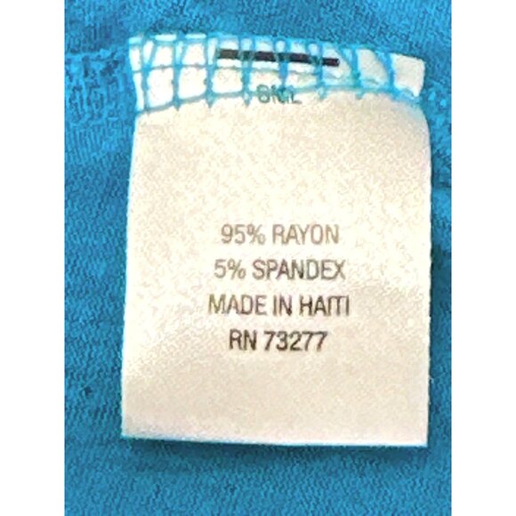 Apt 9 Modern Essential V Neck Short Sleeve Top Teal Geometric Pattern Rayon XLG - Picture 6 of 9